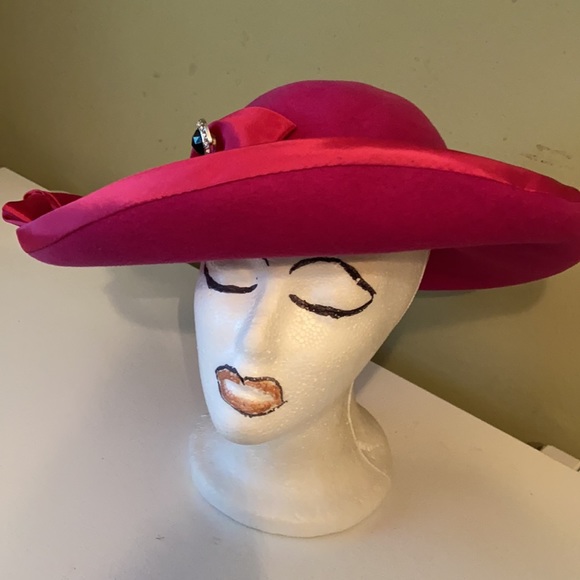 Gorgeous Magenta Wool Jody G by Sylvia Dress/ Chuch Hat main image 8